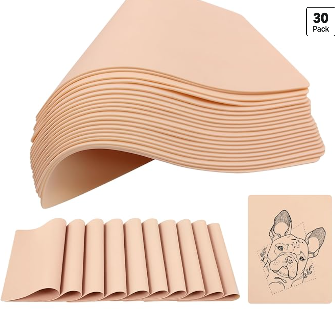 30-pack of blank double-sided tattoo practice skins